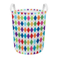Colorful Argyle Pattern Print Round Laundry Basket
