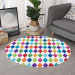Colorful Argyle Pattern Print Round Rug