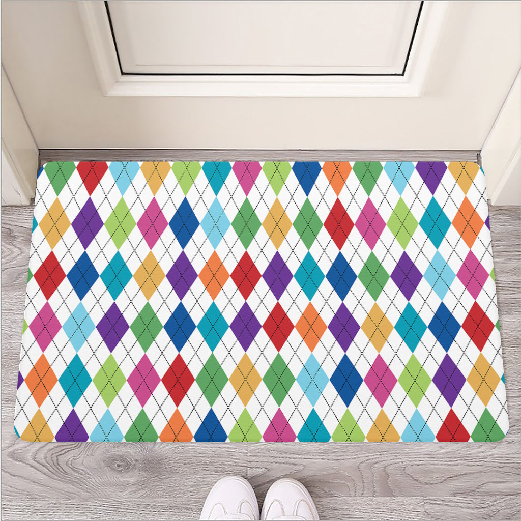 Colorful Argyle Pattern Print Rubber Doormat