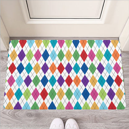 Colorful Argyle Pattern Print Rubber Doormat