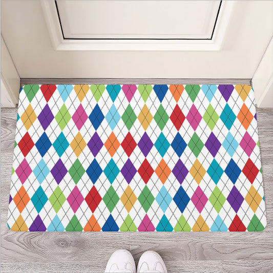 Colorful Argyle Pattern Print Rubber Doormat