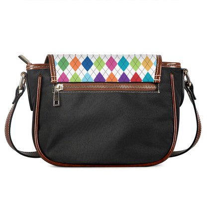 Colorful Argyle Pattern Print Saddle Bag