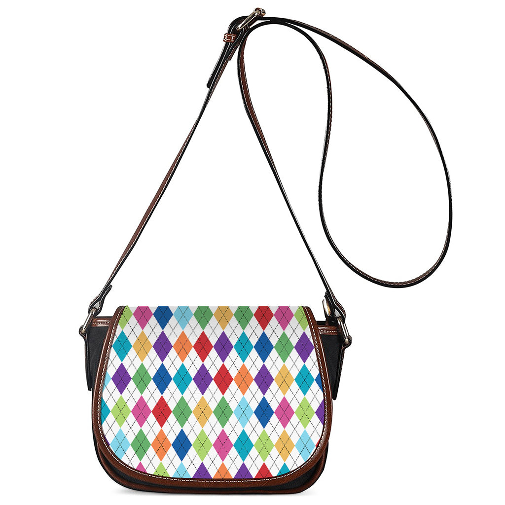 Colorful Argyle Pattern Print Saddle Bag