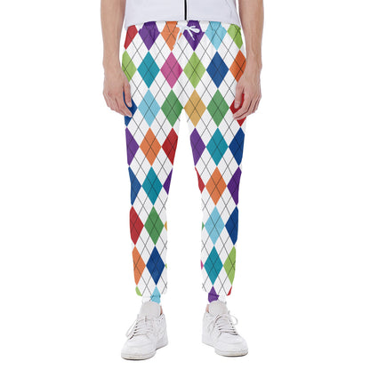 Colorful Argyle Pattern Print Scuba Joggers