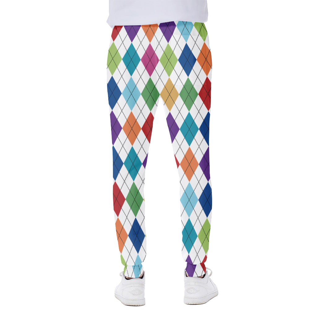 Colorful Argyle Pattern Print Scuba Joggers