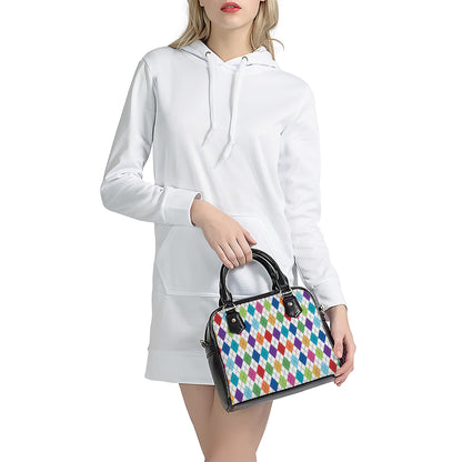 Colorful Argyle Pattern Print Shoulder Handbag