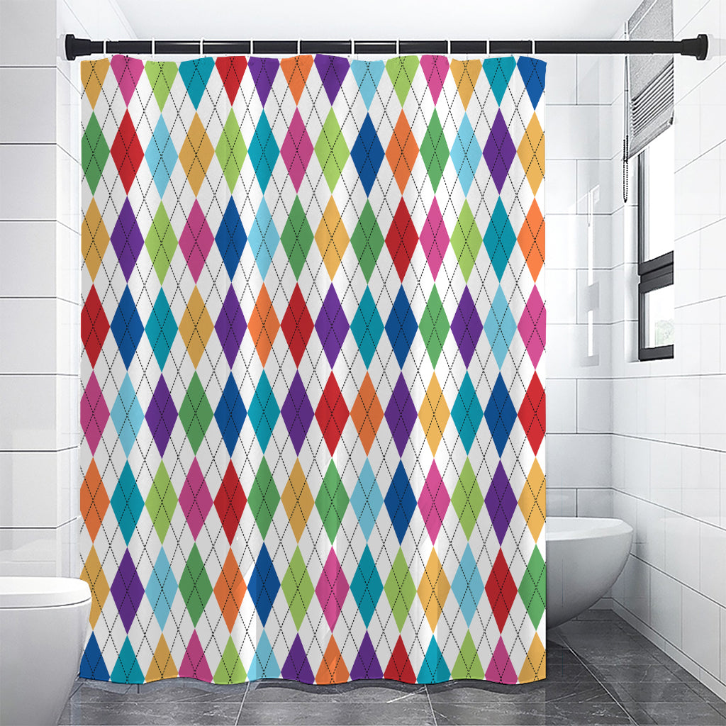 Colorful Argyle Pattern Print Shower Curtain