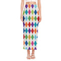 Colorful Argyle Pattern Print Side Slit Maxi Skirt
