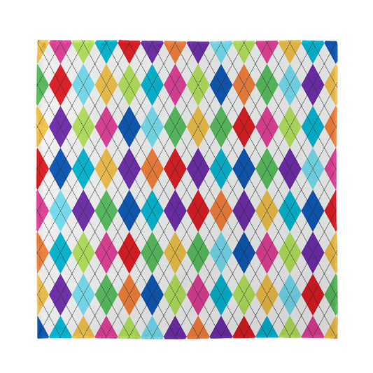 Colorful Argyle Pattern Print Silk Bandana