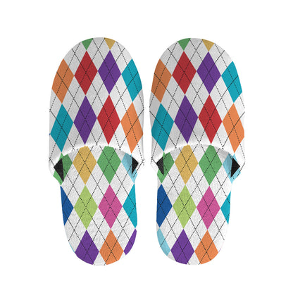 Colorful Argyle Pattern Print Slippers