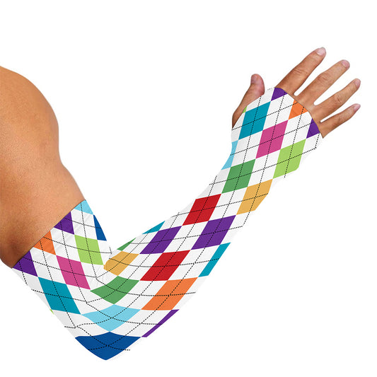Colorful Argyle Pattern Print Sun Protection Arm Sleeves