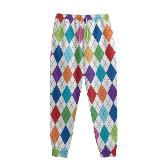 Colorful Argyle Pattern Print Sweatpants