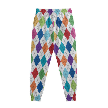 Colorful Argyle Pattern Print Sweatpants