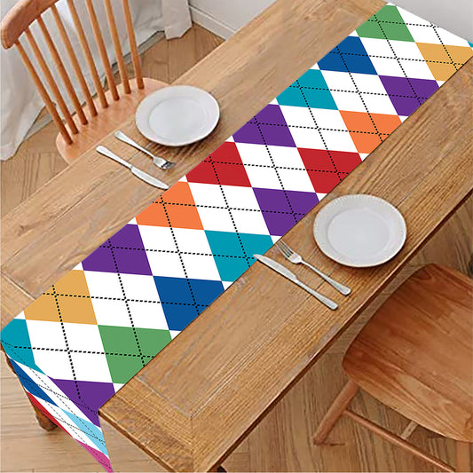 Colorful Argyle Pattern Print Table Runner