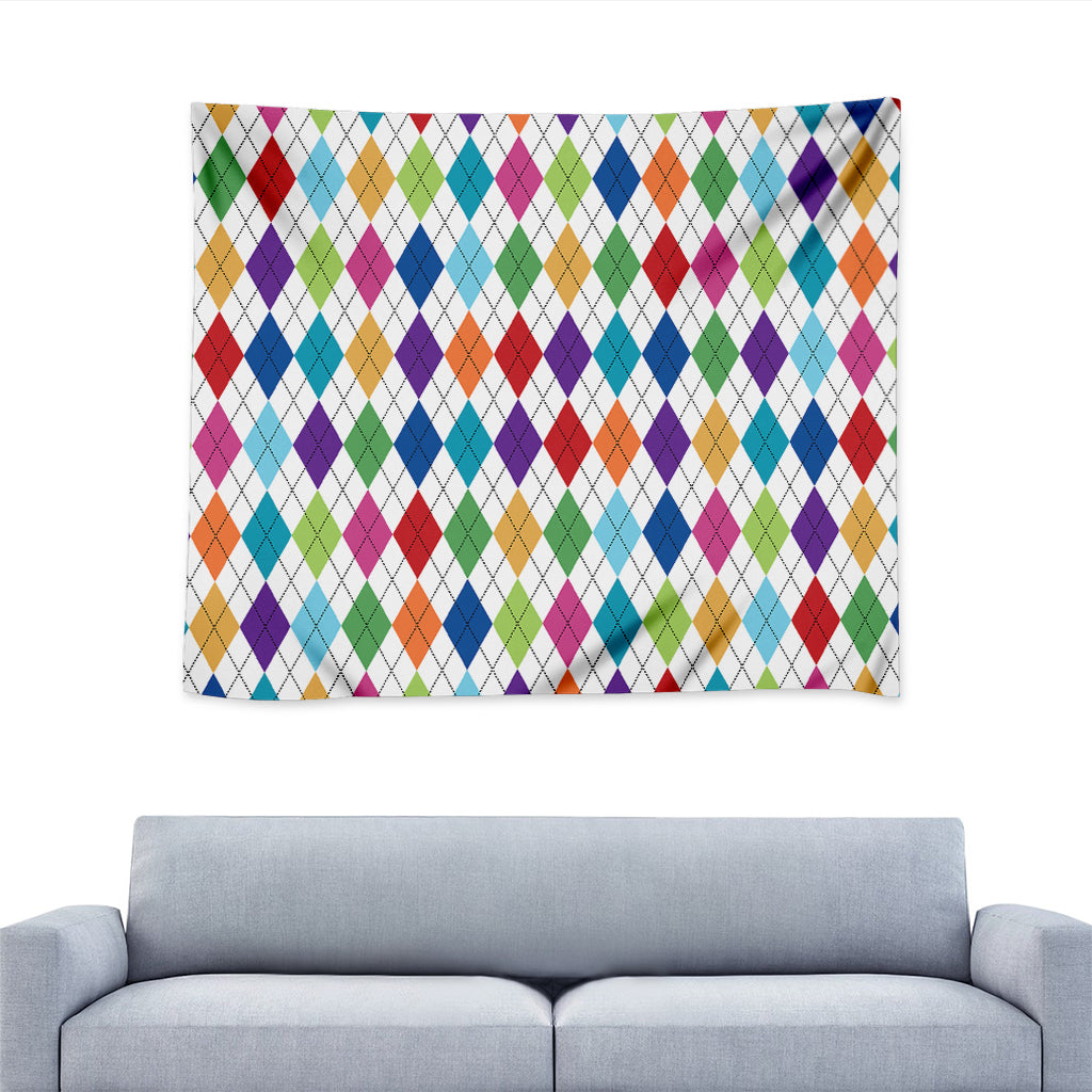 Colorful Argyle Pattern Print Tapestry
