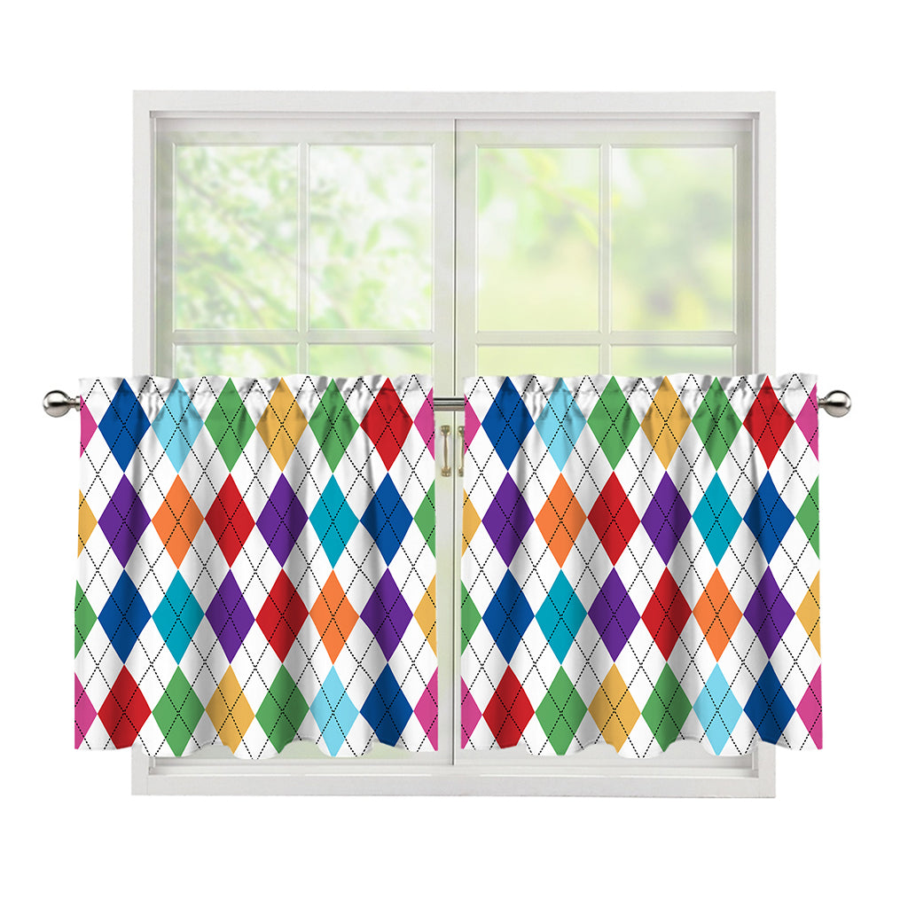 Colorful Argyle Pattern Print Tier Curtains