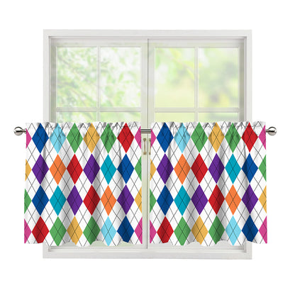 Colorful Argyle Pattern Print Tier Curtains