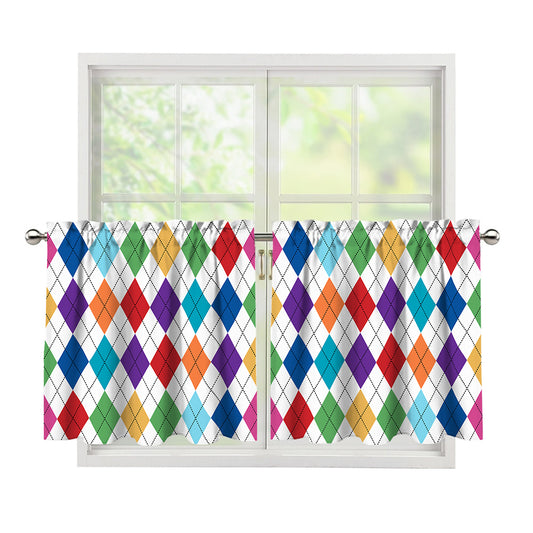 Colorful Argyle Pattern Print Tier Curtains