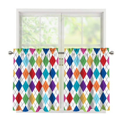 Colorful Argyle Pattern Print Tier Curtains