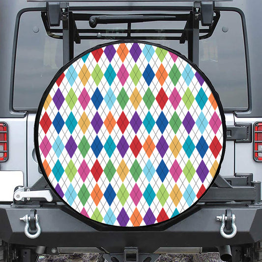 Colorful Argyle Pattern Print Tire Cover