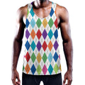 Colorful Argyle Pattern Print Men's Workout Tank Top