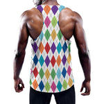 Colorful Argyle Pattern Print Training Tank Top