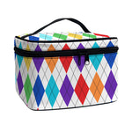 Colorful Argyle Pattern Print Travel Makeup Bag