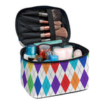 Colorful Argyle Pattern Print Travel Makeup Bag