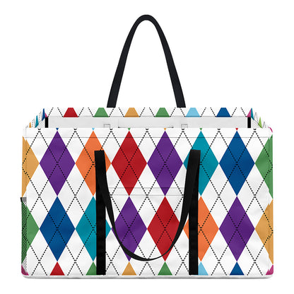 Colorful Argyle Pattern Print Utility Tote Bag
