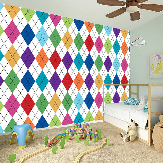 Colorful Argyle Pattern Print Wall Sticker