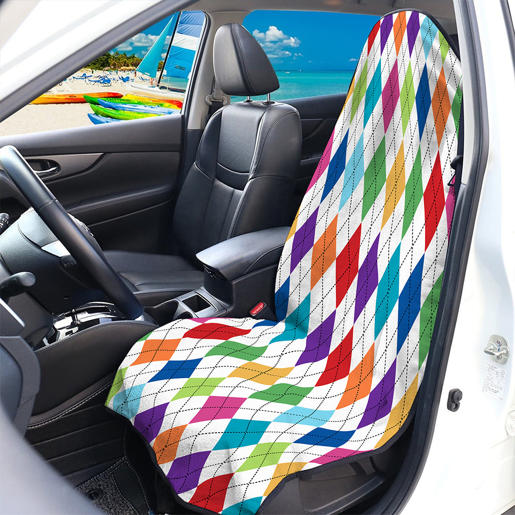 Colorful Argyle Pattern Print Waterproof Car Seat Cover