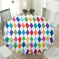 Colorful Argyle Pattern Print Waterproof Round Tablecloth