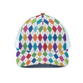 Colorful Argyle Pattern Print White Mesh Trucker Hat