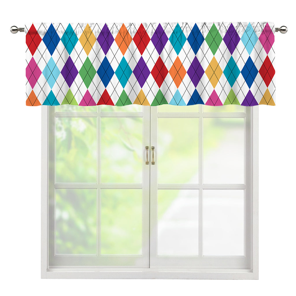 Colorful Argyle Pattern Print Window Valance