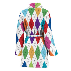 Colorful Argyle Pattern Print Women's Bathrobe