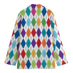 Colorful Argyle Pattern Print Women's Blazer