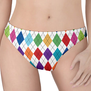 Colorful Argyle Pattern Print Women's Thong