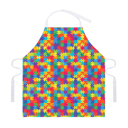 Colorful Autism Awareness Jigsaw Print Adjustable Apron