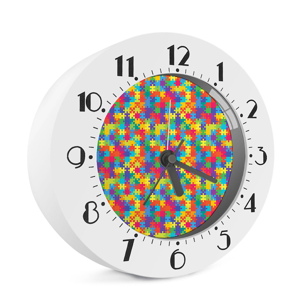 Colorful Autism Awareness Jigsaw Print Alarm Clock