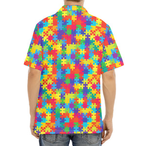 Colorful Autism Awareness Jigsaw Print Aloha Shirt