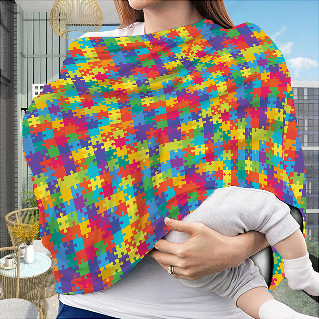Colorful Autism Awareness Jigsaw Print Baby Seat Cover
