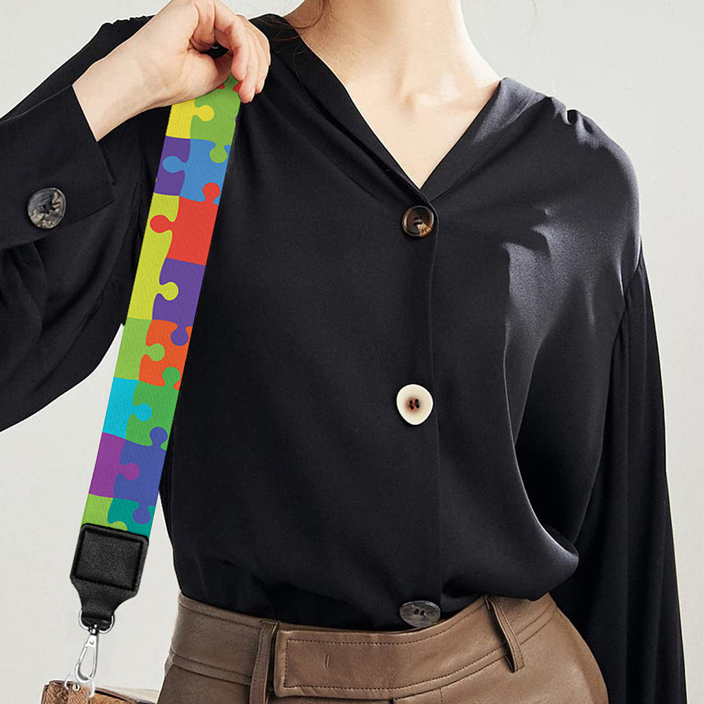 Colorful Autism Awareness Jigsaw Print Bag Strap