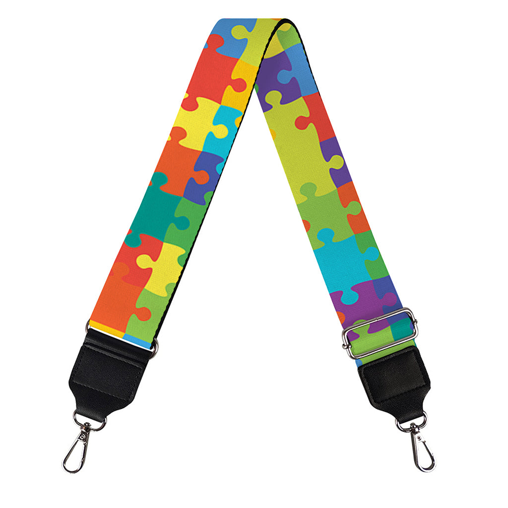 Colorful Autism Awareness Jigsaw Print Bag Strap