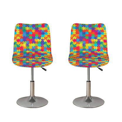 Colorful Autism Awareness Jigsaw Print Bar Stool Covers