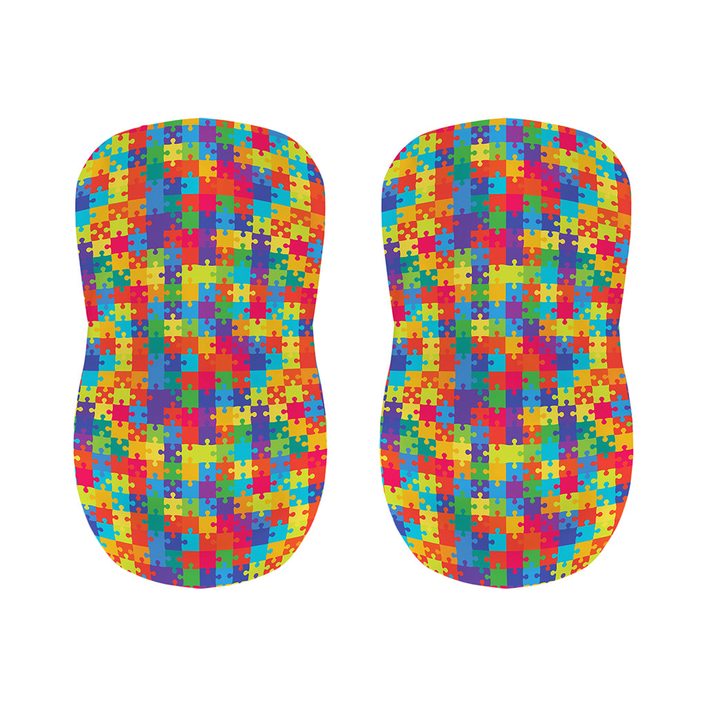 Colorful Autism Awareness Jigsaw Print Bar Stool Covers