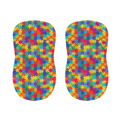 Colorful Autism Awareness Jigsaw Print Bar Stool Covers