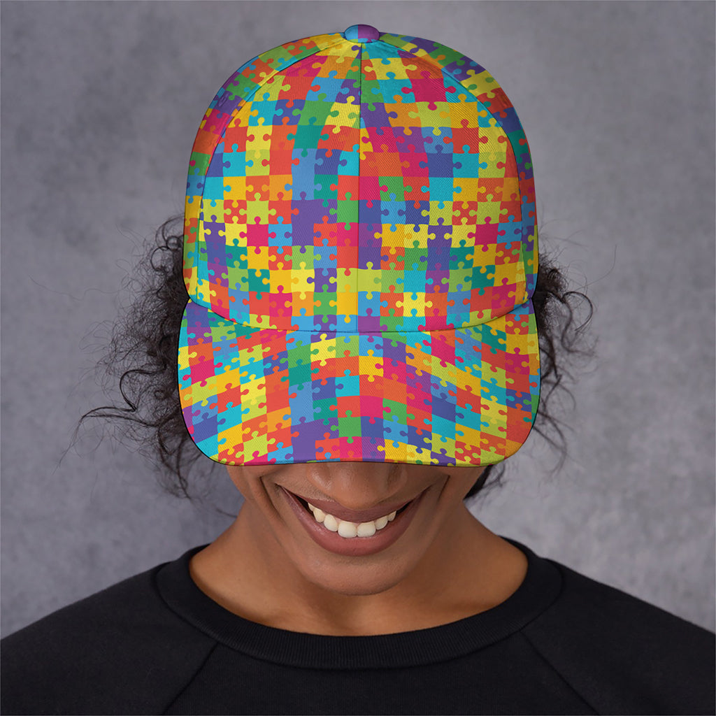 Colorful Autism Awareness Jigsaw Print Baseball Cap