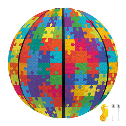 Colorful Autism Awareness Jigsaw Print Basketball