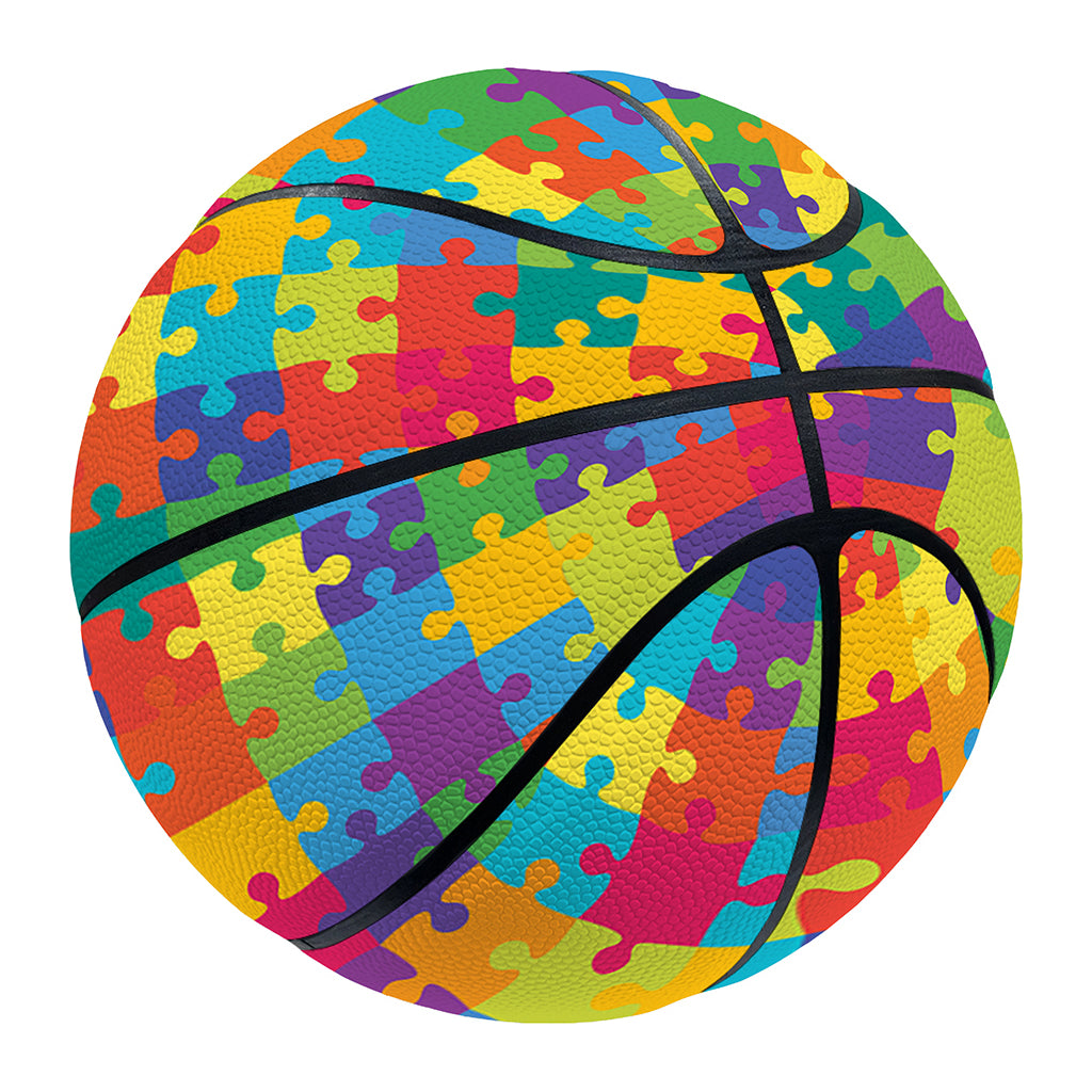 Colorful Autism Awareness Jigsaw Print Basketball