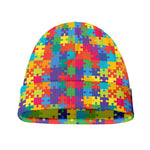 Colorful Autism Awareness Jigsaw Print Beanie